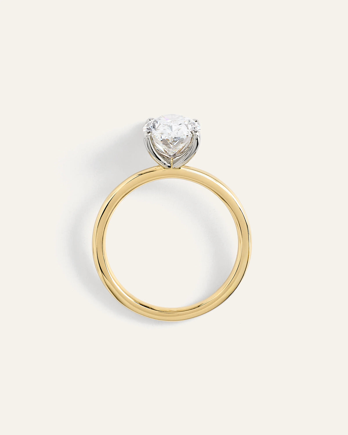 Lab Grown Diamond Oval Comfort Fit Engagement Ring - 3ct - 4 / Yellow Gold