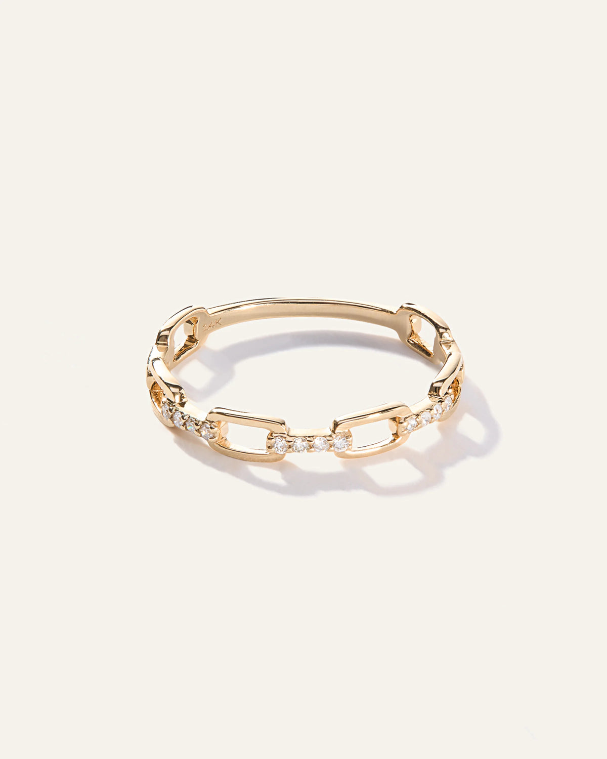 14K Gold Diamond Paperclip Link Ring - 5 / Yellow Gold Main image