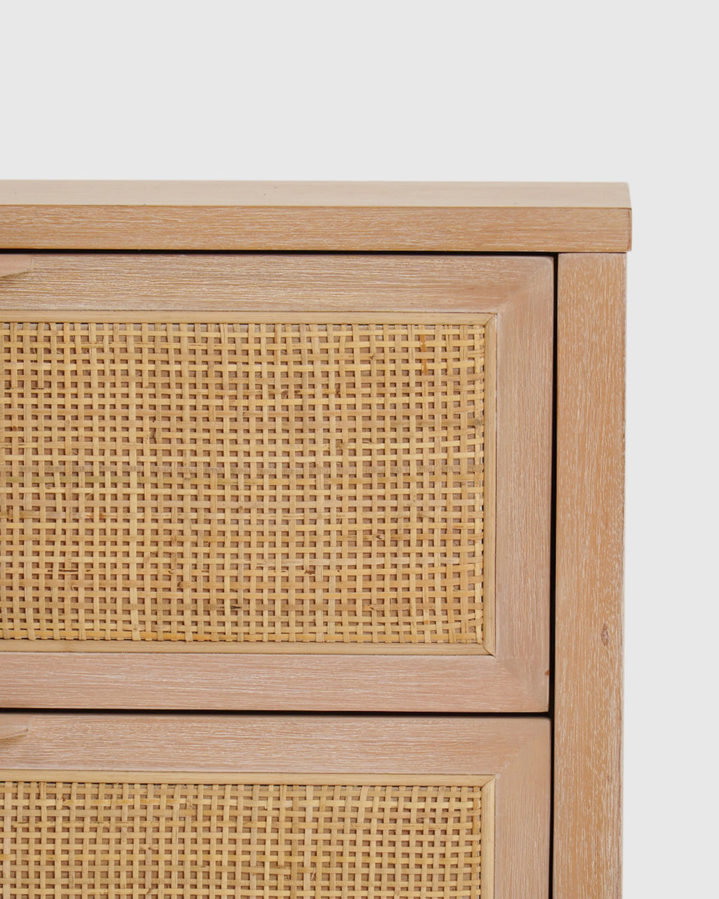 Solid Wood and Natural Rattan 6-Drawer Dresser - One Size / Natural
