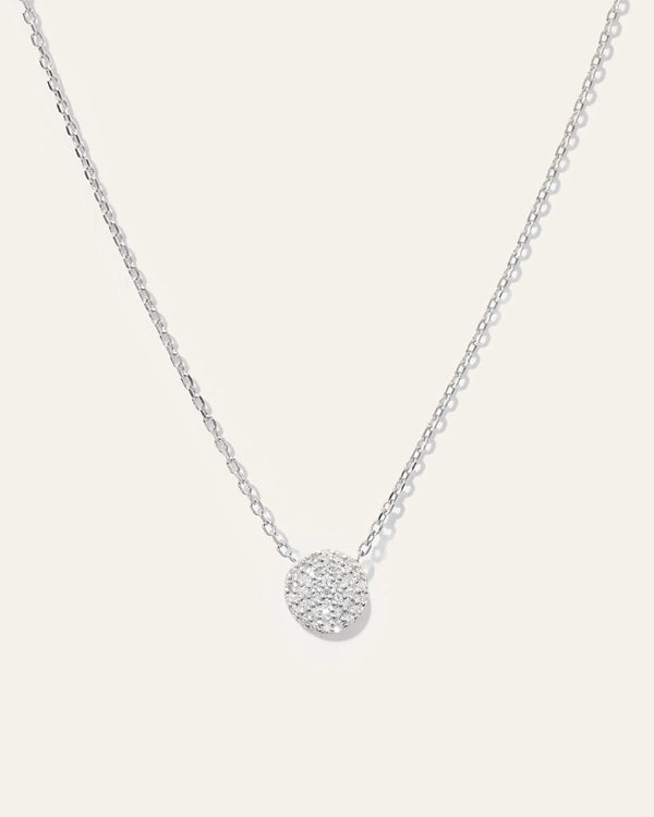 14K Gold Diamond Pave Disc Necklace - One Size / Yellow Gold