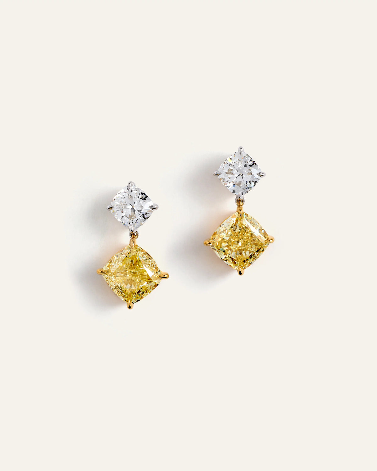 14K Gold Yellow Lab Grown Diamond Cushion Drop Earrings - One Size / No Color Main image