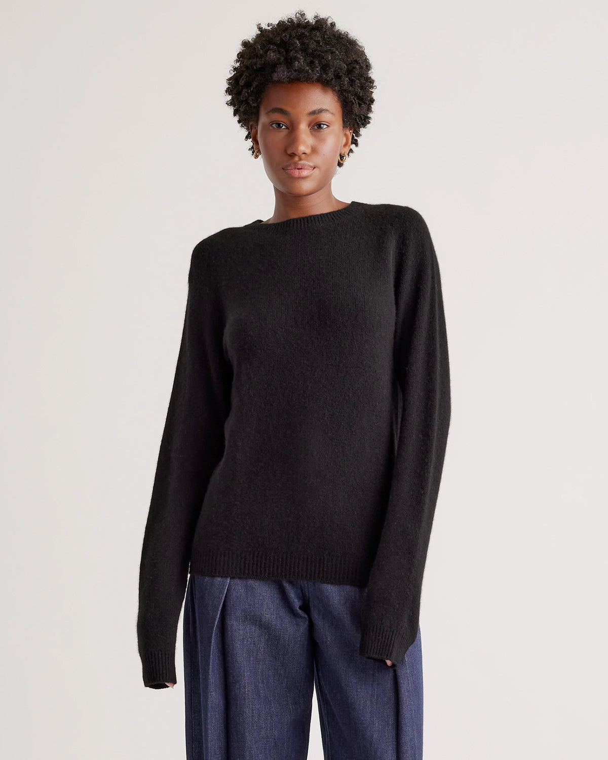100% Yak Wool Crewneck Sweater - XS / Black
