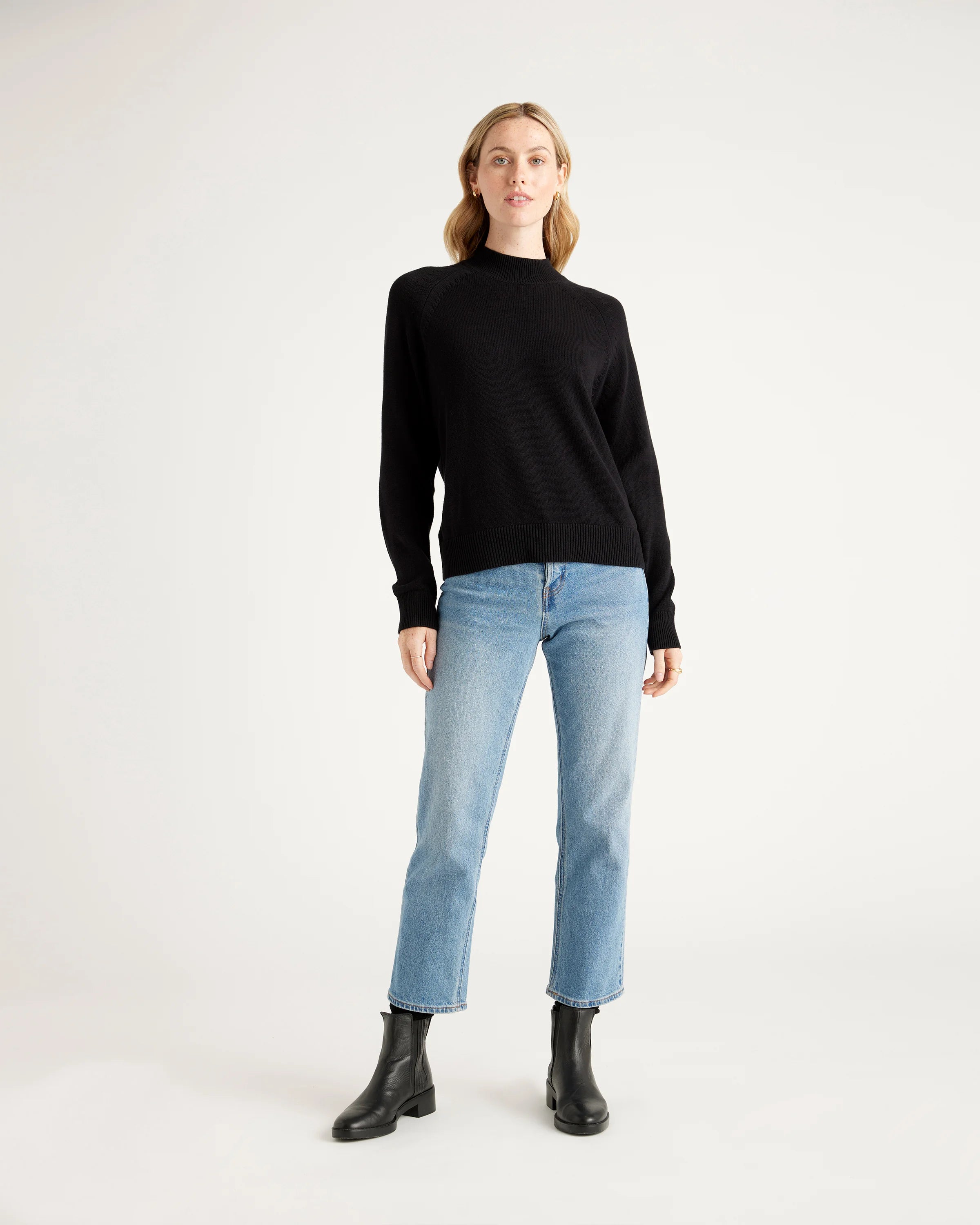 100% Organic Cotton Mock Neck Sweater - XS / Ivory Secondary image