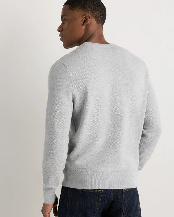 100% Organic Cotton Pique Crewneck Sweater - S / Moonstone Blue