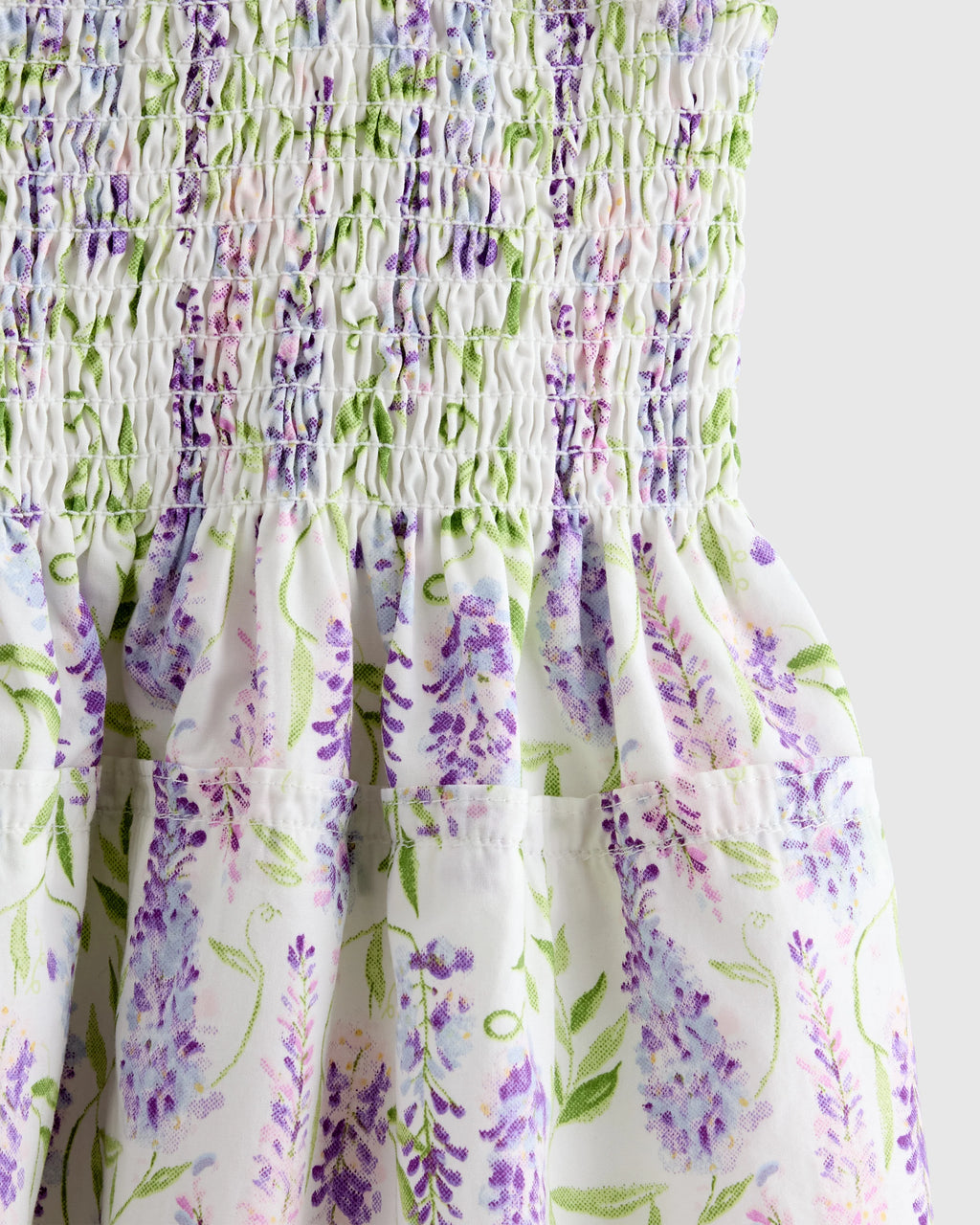 100% Organic Cotton Poplin Smocked Dress - 2T / Floral Sprigs
