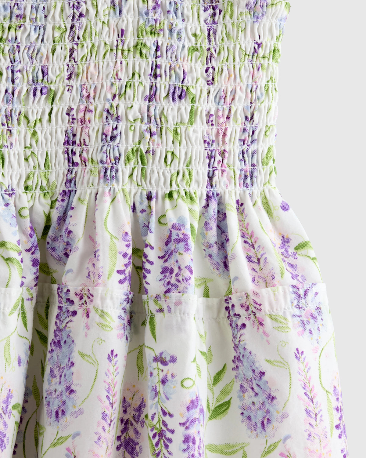 100% Organic Cotton Poplin Smocked Dress - 6 / Apricot Ditsy Floral