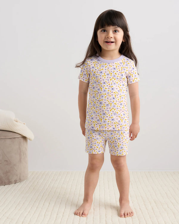 100% Organic Cotton Short Sleeve and Shorts Pajama Set - 2T / Navy Stripe