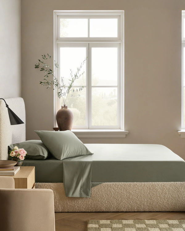 Organic Crisp Percale Deluxe Bedding Bundle - Twin / White