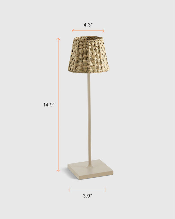 Poldina Pro Rechargeable Table Lamp with Seagrass Shade by Zafferano - Regular / White