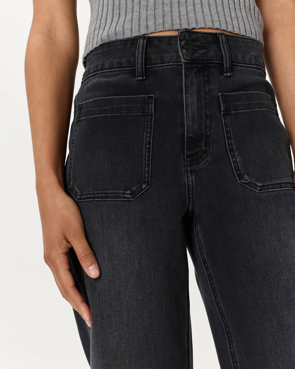 Bella Stretch Patch Pocket Wide Leg Jeans - 24 / Deep Sea Blue
