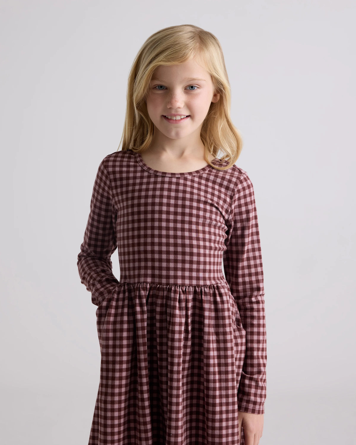 Organic Cotton Long Sleeve Skater Dress - 6 / Red Poppy Garden