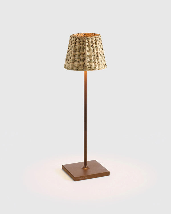 Poldina Pro Rechargeable Table Lamp with Seagrass Shade by Zafferano - Regular / White
