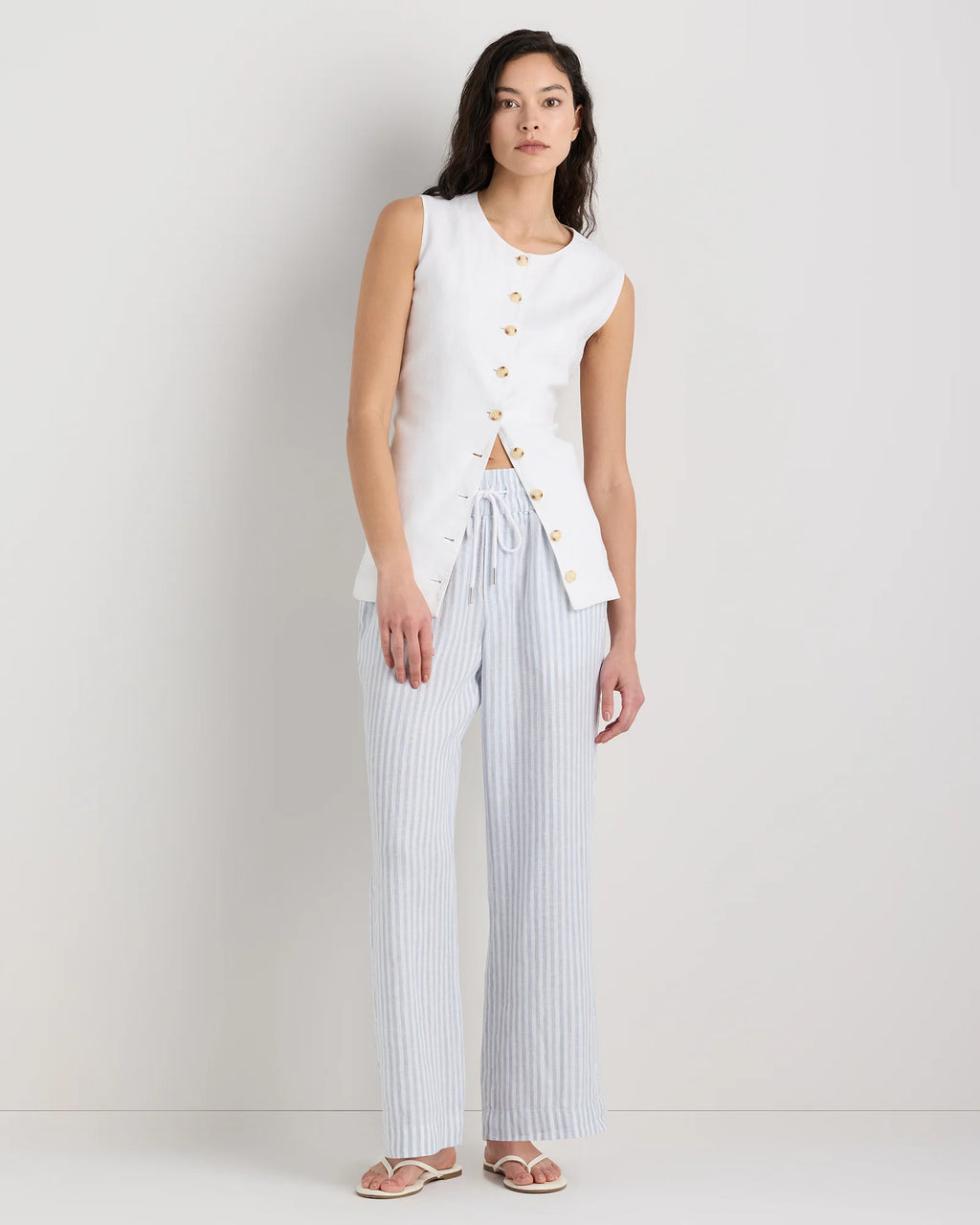 100% European Linen Wide Leg Pants - XS / Bayberry Olive