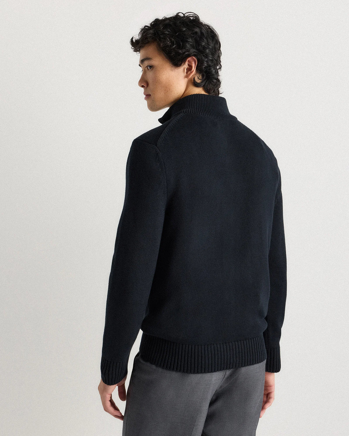 100% Organic Cotton Quarter-Zip Sweater - S / Moonstone Blue