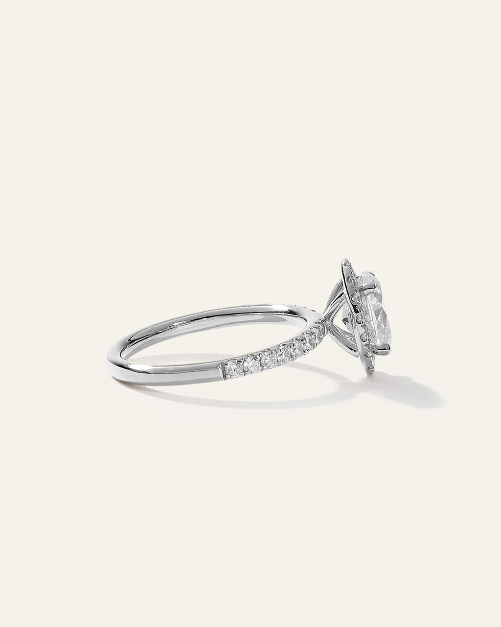 Lab Grown Diamond Oval Halo Pave Engagement Ring - 1ct - 4 / Yellow Gold