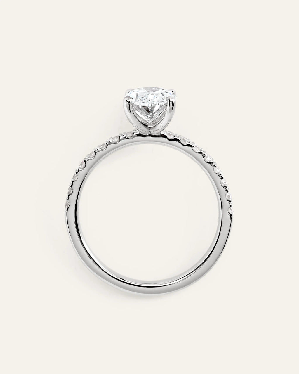 Lab Grown Diamond Oval Petite Pave Engagement Ring - 1.50ct - 4 / Yellow Gold
