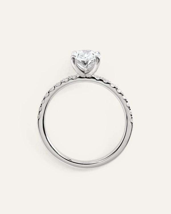Lab Grown Diamond Oval Petite Pave Engagement Ring - 1.50ct - 4 / Yellow Gold
