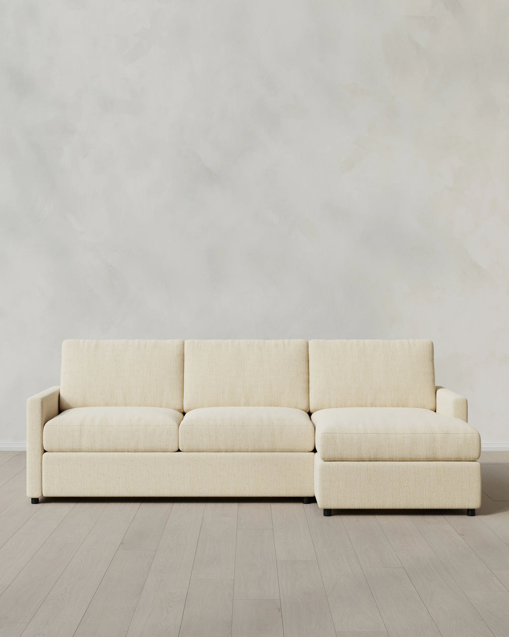 Brennan Performance Chenille Linen Blend Chaise Sectional - Right Arm / Snow