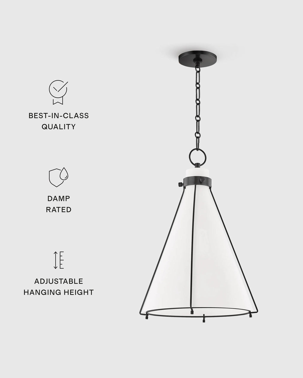 Iron and Opal Glass Conical Pendant Light - One Size / Brass