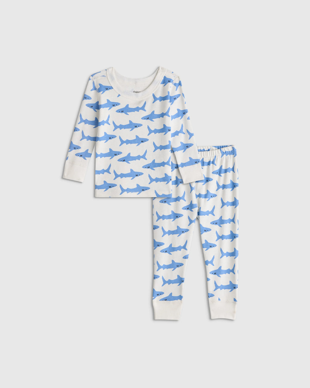 100% Organic Cotton Long Sleeve and Pant Pajama Set - 12-18M / Navy Stripe