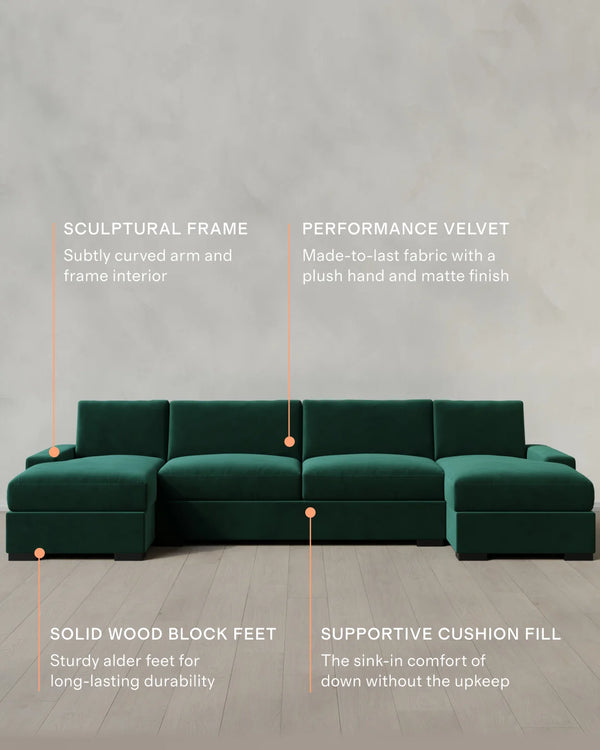 Stillman U Sectional in Performance Velvet - One Size / Java