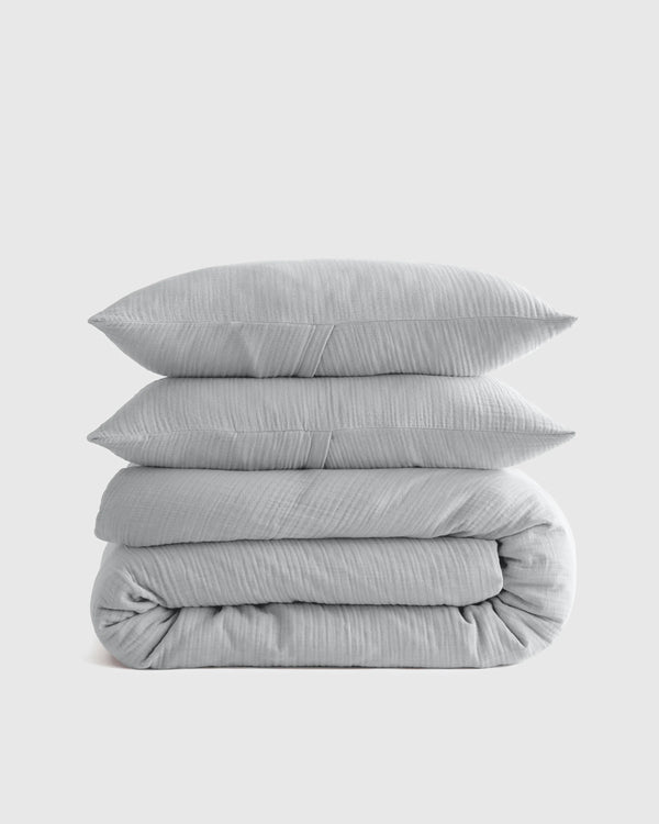 Organic Cotton Gauze Duvet Cover Set - Twin / Dried Sage