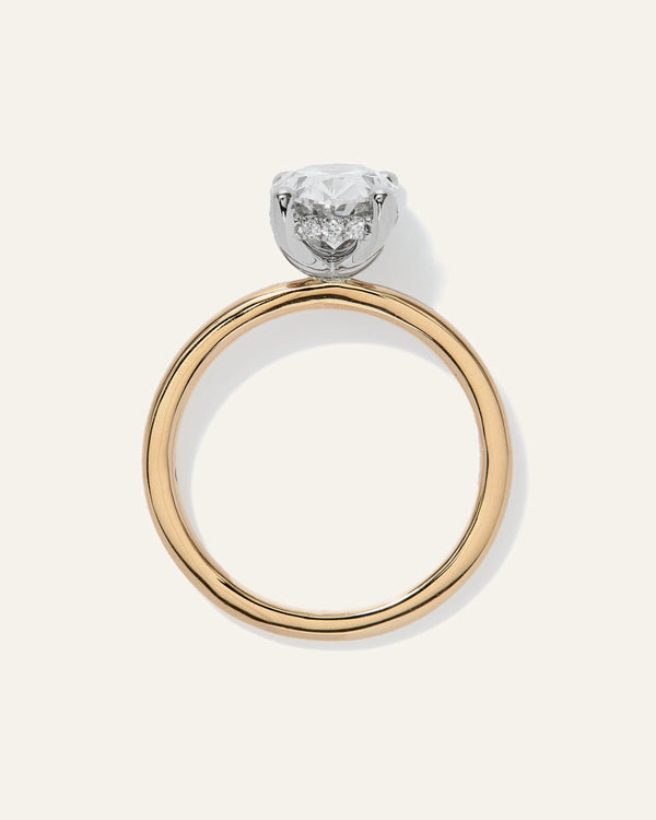 Lab Grown Diamond Oval Petite Hidden Halo Engagement Ring - 2ct - 4 / Yellow Gold