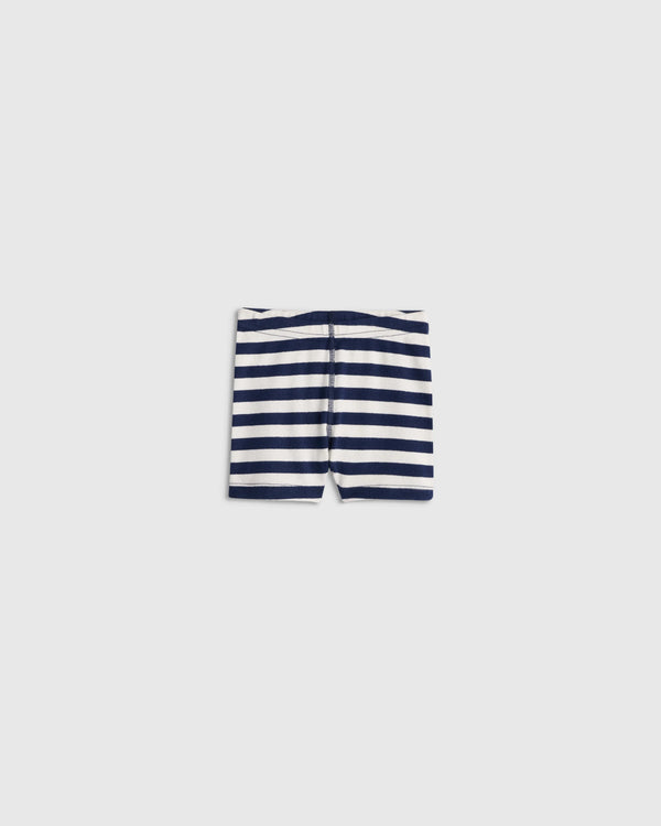 100% Organic Cotton Short Sleeve and Shorts Pajama Set - 12-18M / Navy Stripe