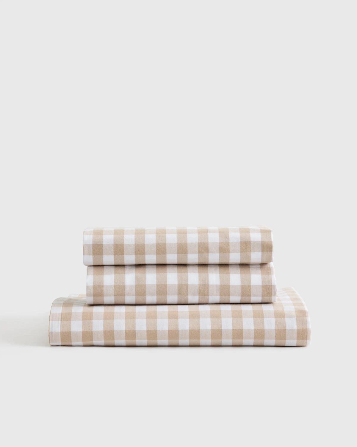 Organic Crisp Percale Gingham Fitted Sheet Set - Twin / Cafe Main image