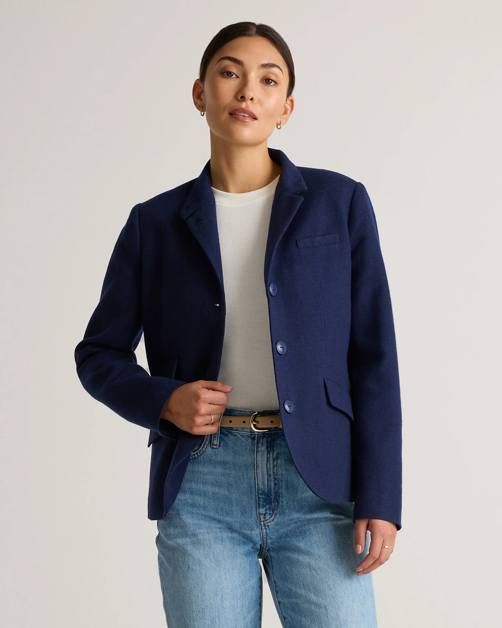 Italian Wool Stand Collar Blazer - XS / Warm Camel