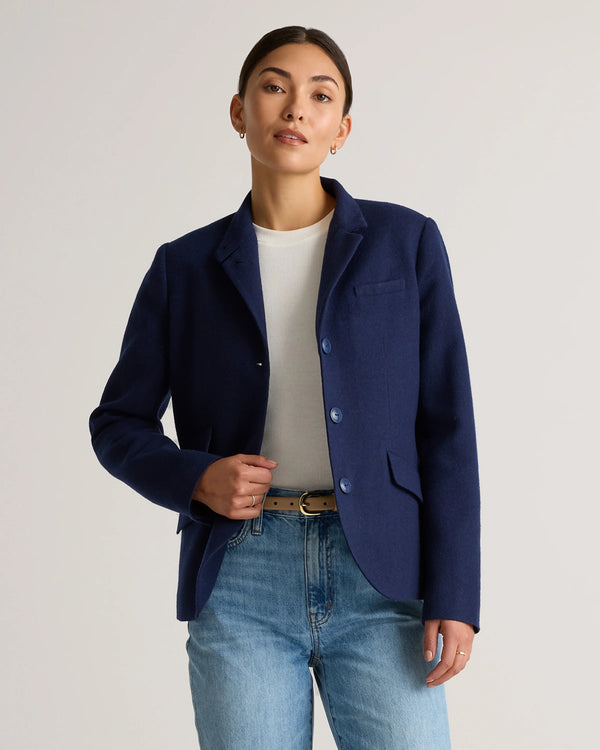 Italian Wool Stand Collar Blazer - XS / Warm Camel