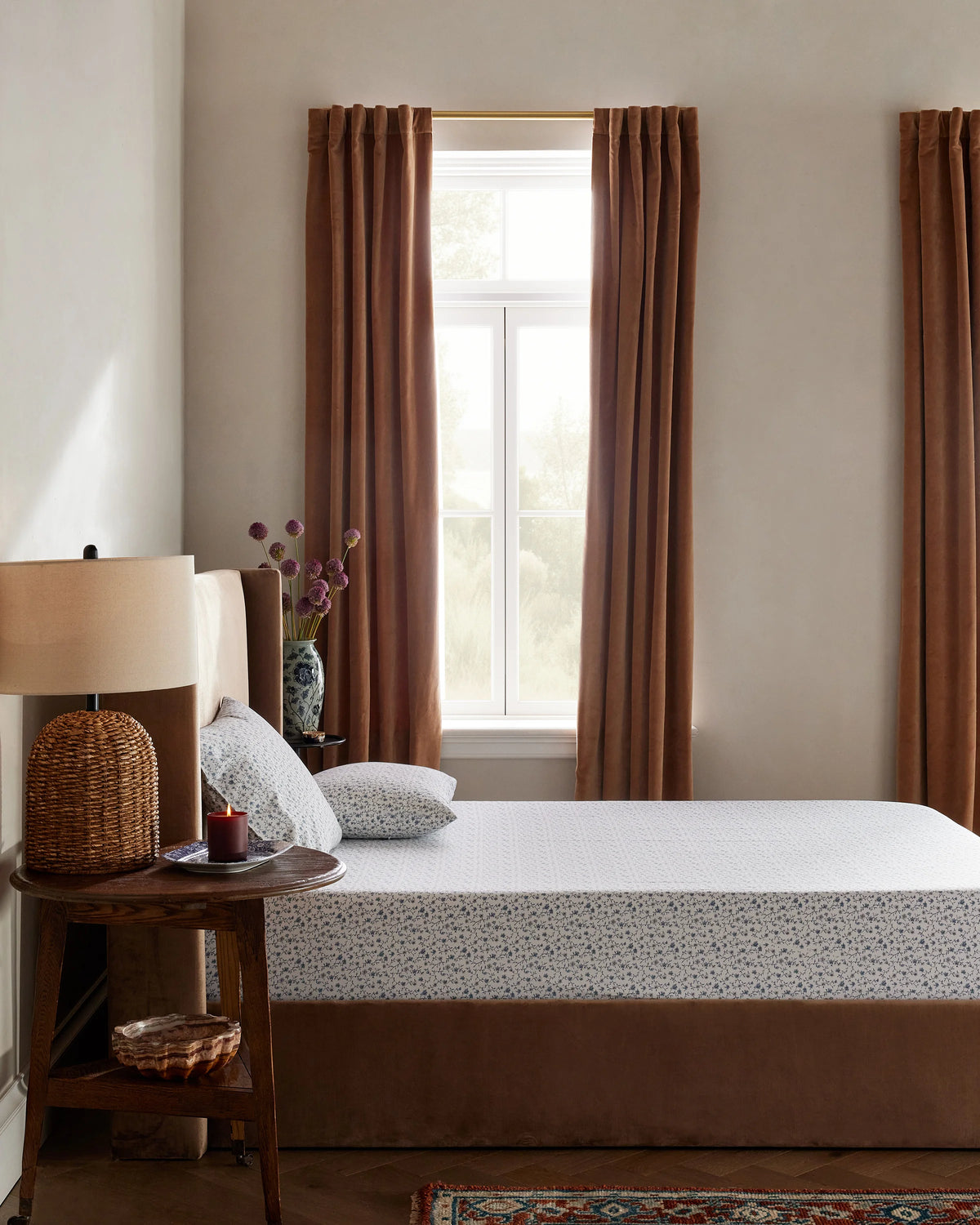 Organic Crisp Percale Floral Fitted Sheet Set - Twin / Toffee Florette