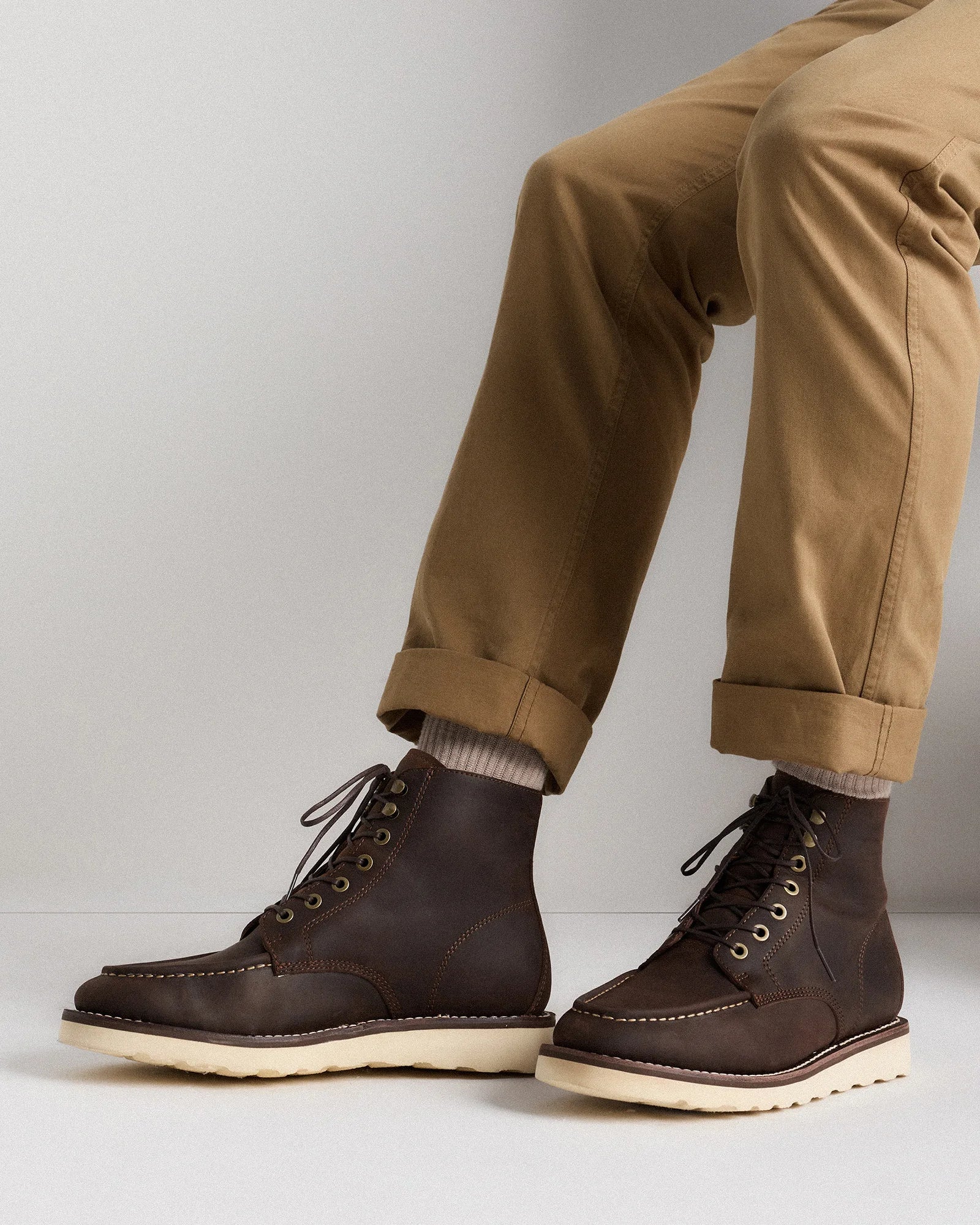 Crafted Leather Moc Toe Boot - 7 / Dark Chocolate Secondary image