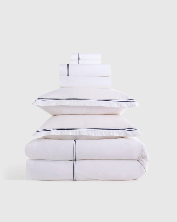Organic Crisp Percale Deluxe Bedding Bundle - Twin / White