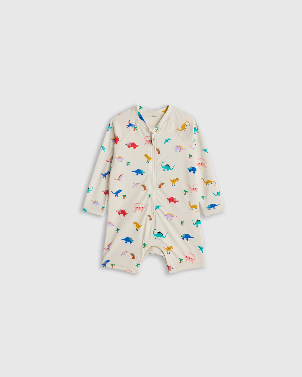 Long Sleeve Zip-Up Rash Guard One-Piece - 2T / Peri Beach Stripe