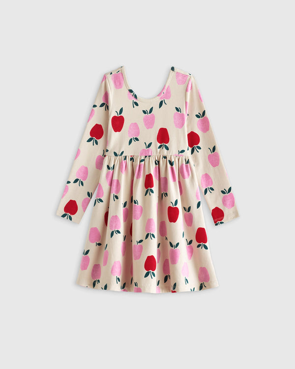 Organic Cotton Long Sleeve Skater Dress - 2T / Red Poppy Garden