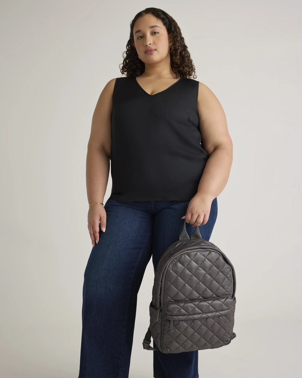 Transit Quilted Commuter Backpack - One Size / Taupe Brown