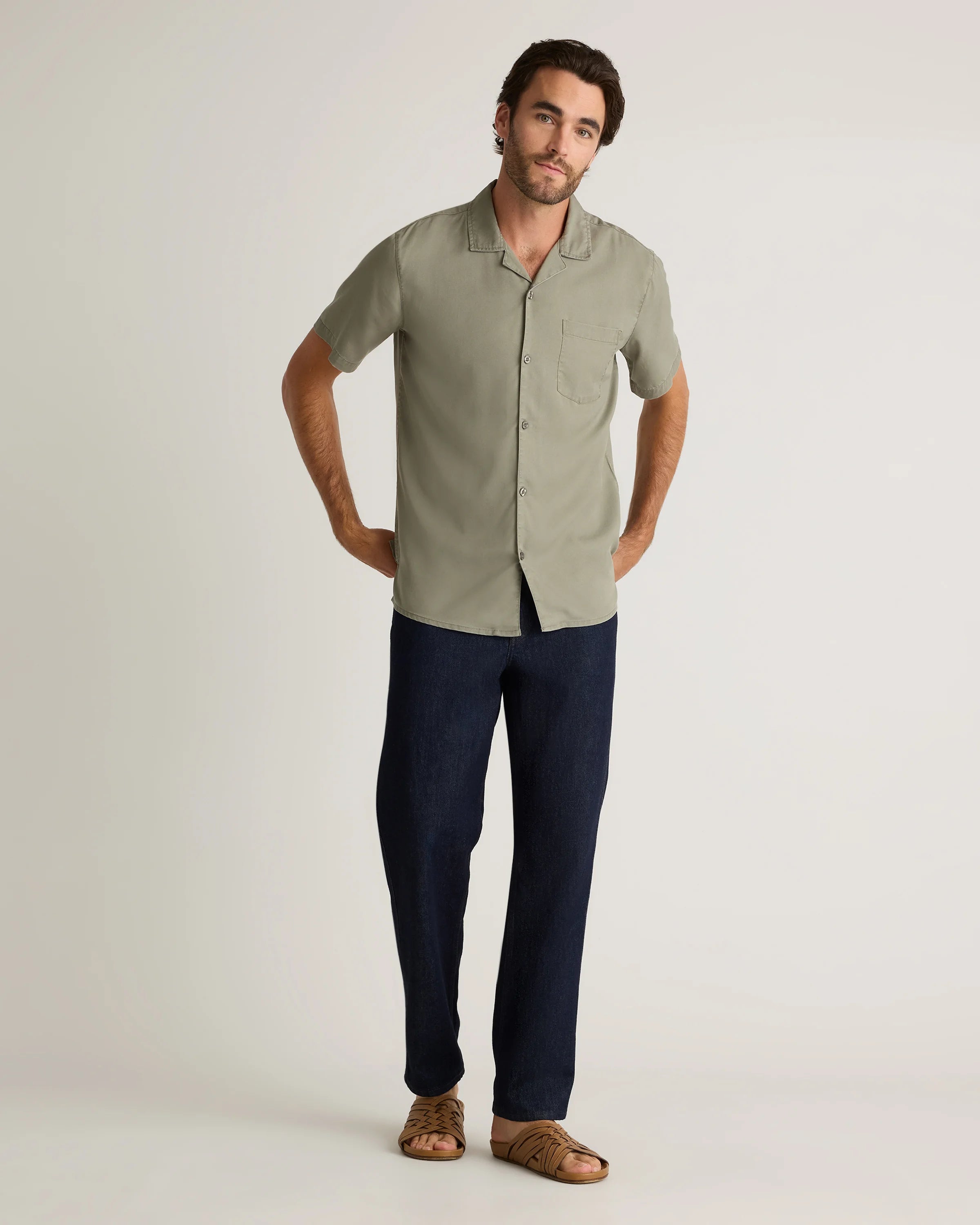 Vintage Wash Tencel Camp Shirt - S / Olive Secondary image