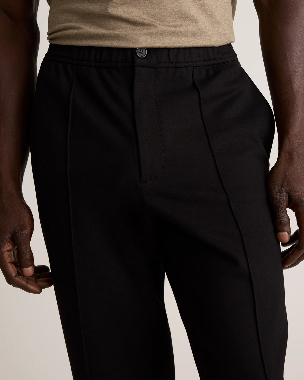 Stretch Knit Pintuck Trousers - S / Navy