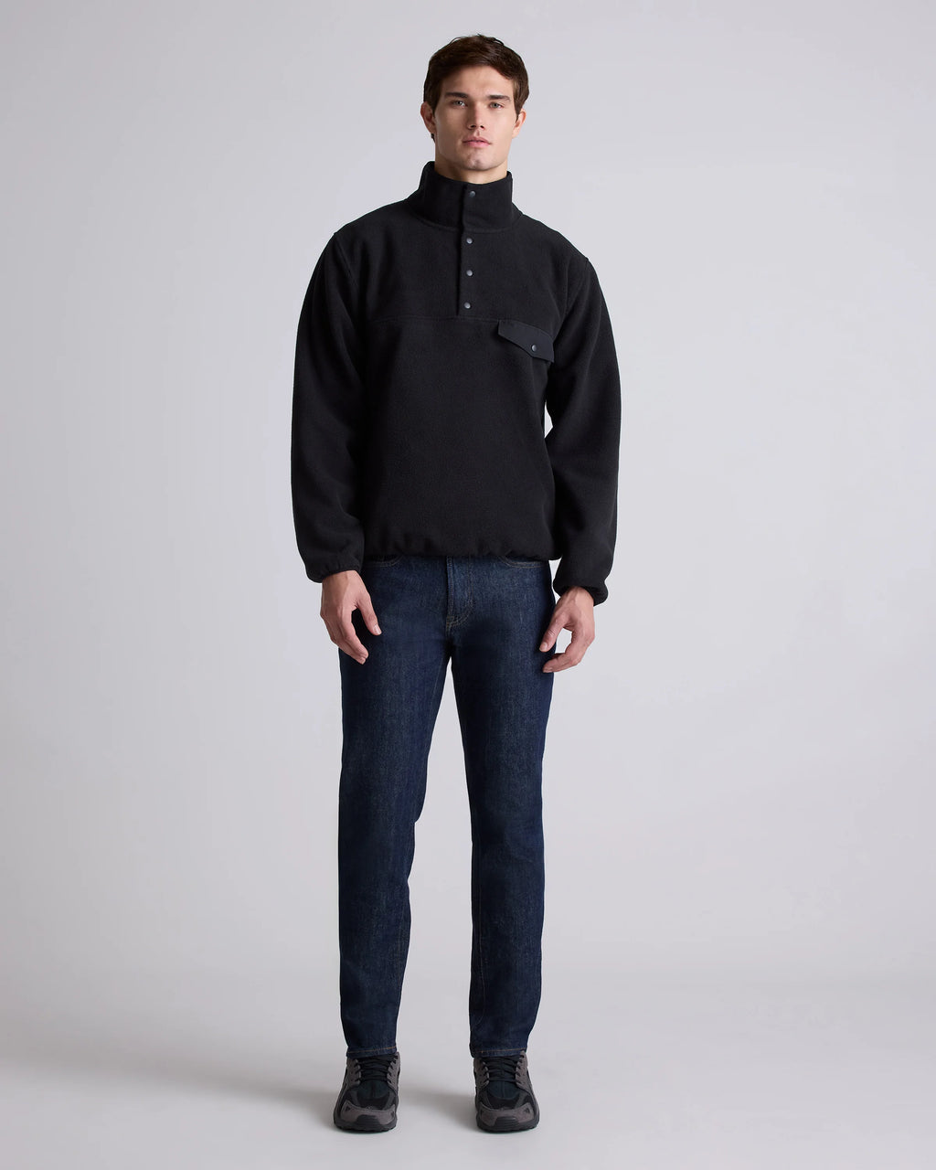 Polar Fleece Snap Pullover - S / Bold Black