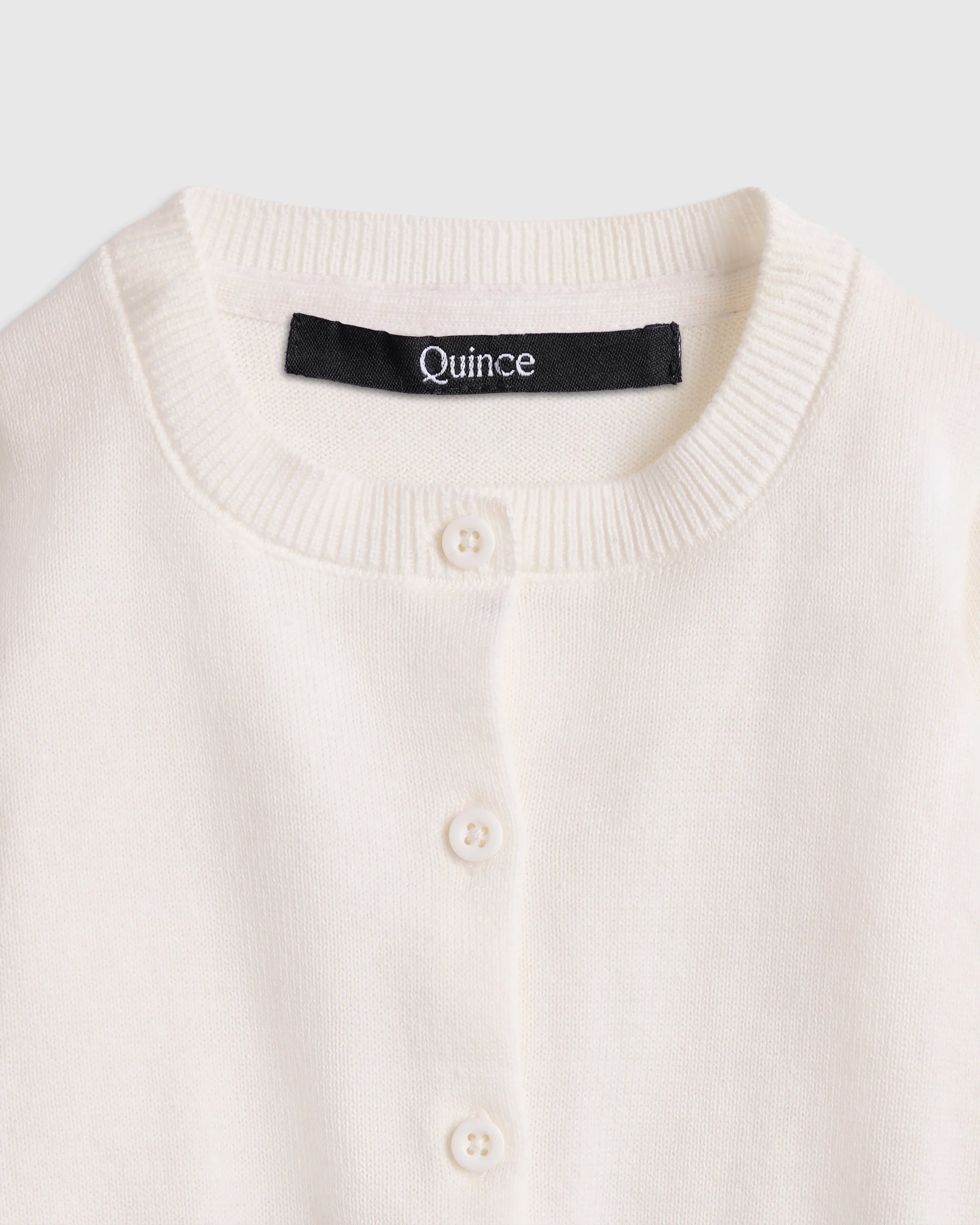 100% Organic Cotton Crewneck Cardigan - 0-3M / Ivory Secondary image