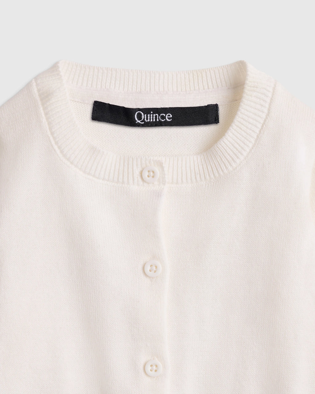 100% Organic Cotton Crewneck Cardigan - 0-3M / Ivory