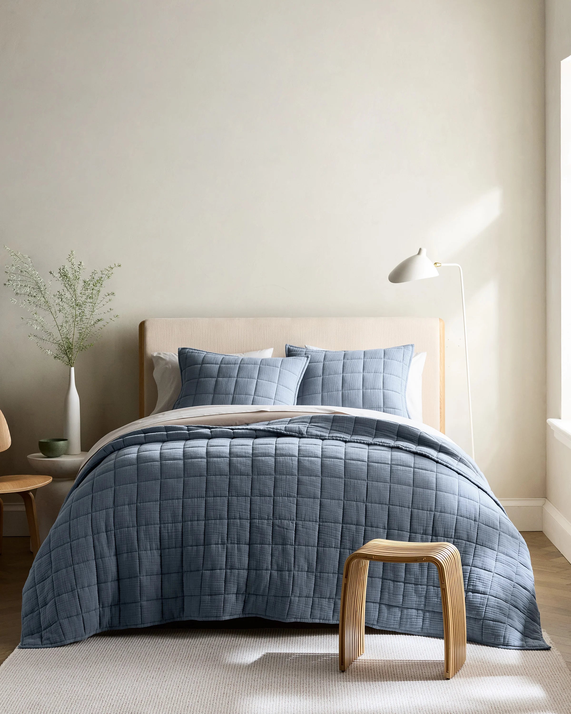 Organic Cotton Gauze Box Quilt Set - Twin / Mineral Secondary image