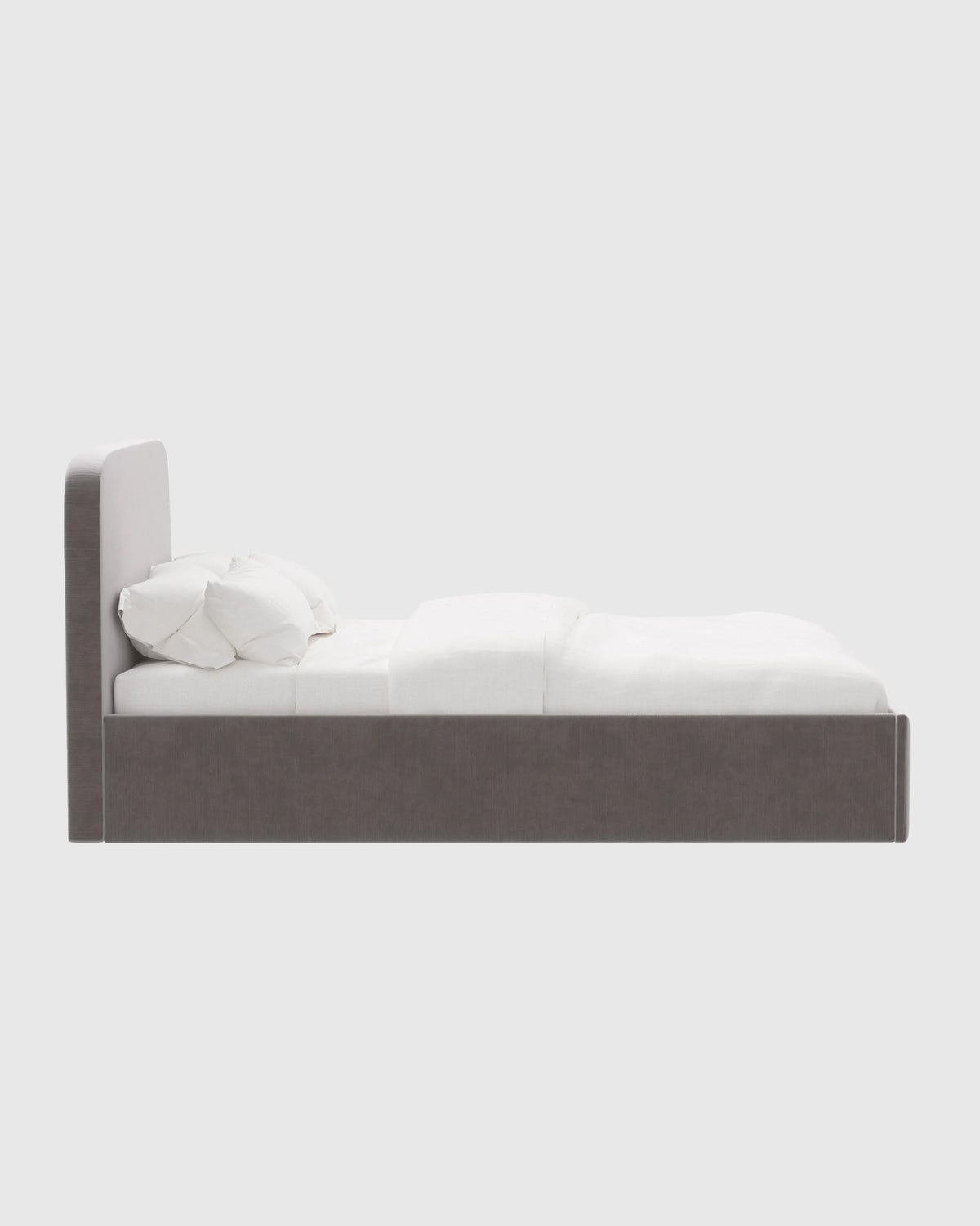 Curved Bed in Performance Velvet - Full / Walnut
