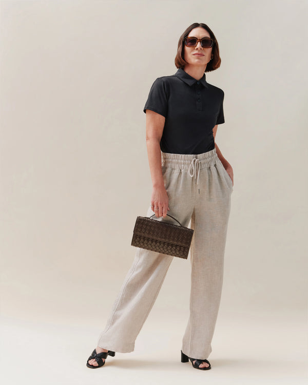 100% European Linen Wide Leg Pants - XS / Bayberry Olive
