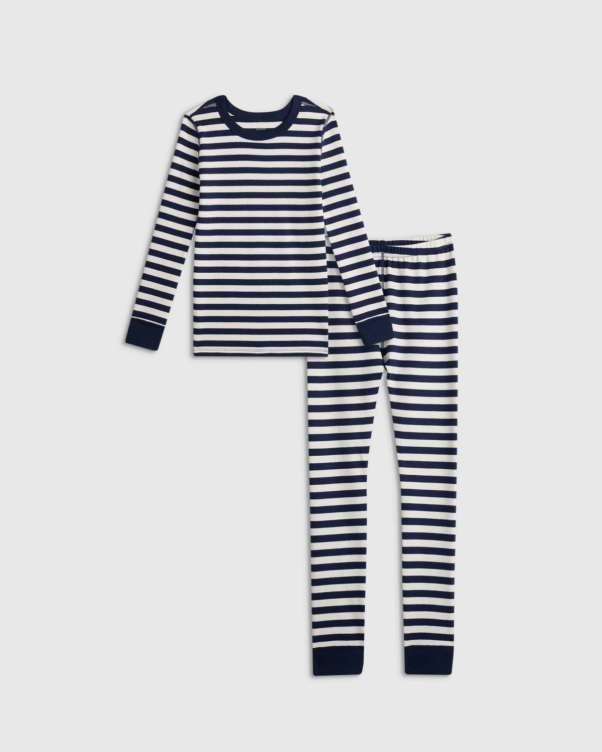 100% Organic Cotton Long Sleeve and Pant Pajama Set - 2T / Navy Stripe Main image
