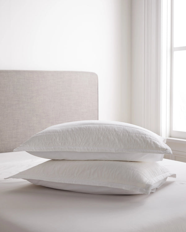 Organic Cotton Stripe Stitch Quilted Sham Set - Standard / White