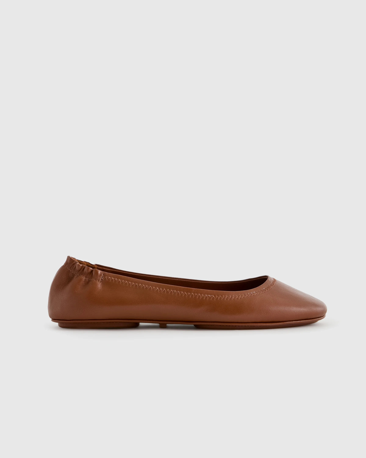 Italian Leather On-The-Go Ballet Flat - 5 / Cognac Main image