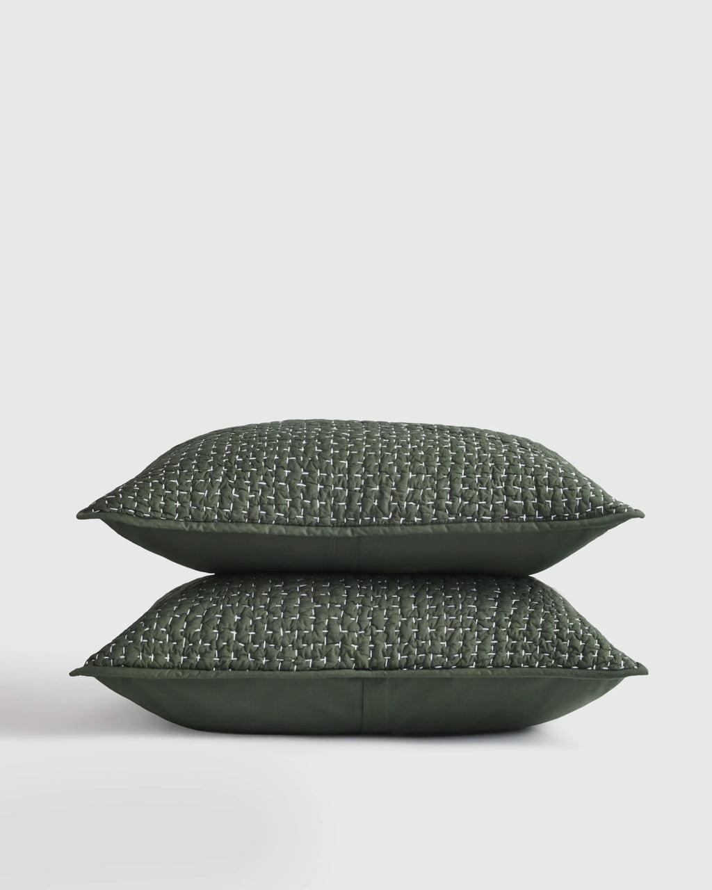 Organic Cotton Hand Stitched Quilted Sham Set - Standard / Ocean