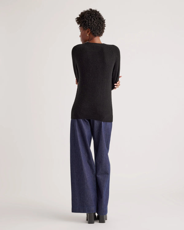 100% Yak Wool Crewneck Sweater - XS / Black